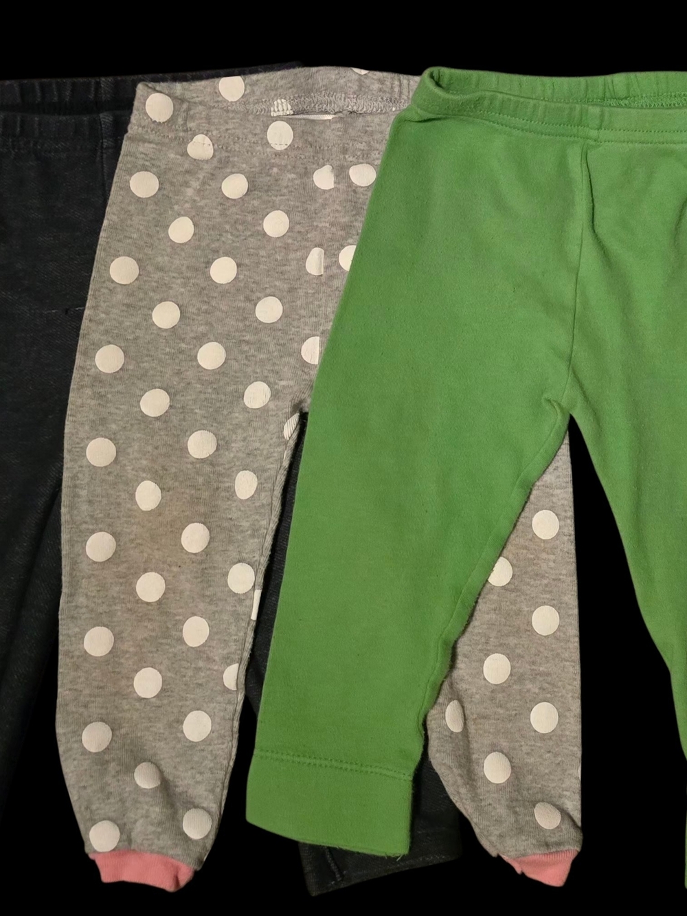 Kids' Green, Gray Polka Dot & Navy Leggings - 3-Pack - Picture 2 of 2